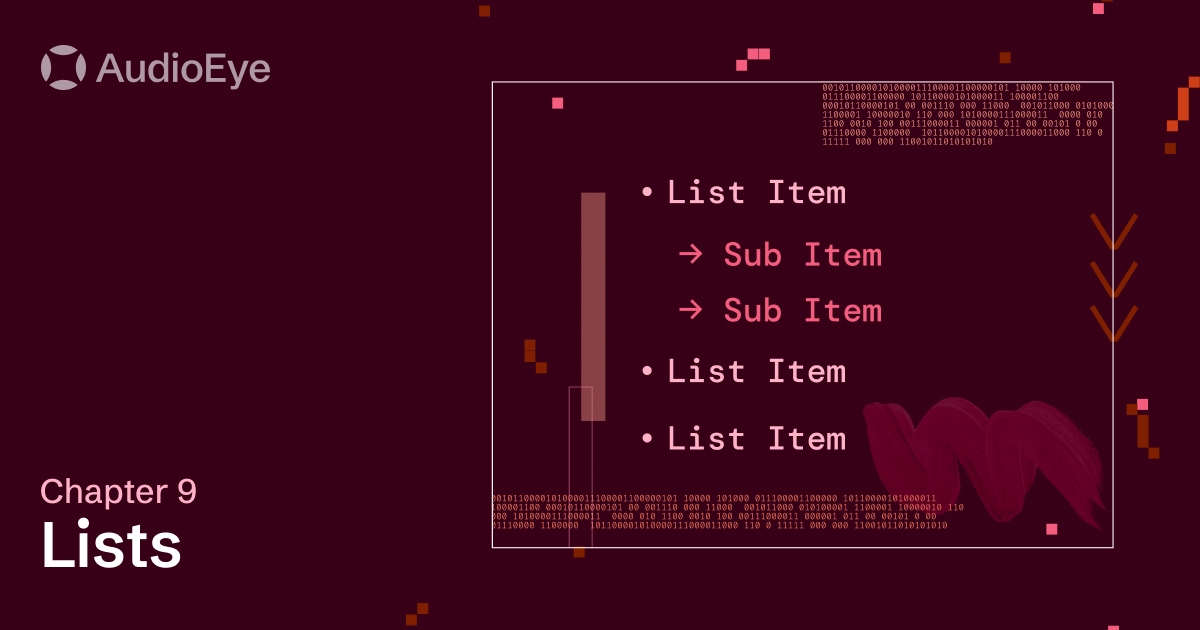 Accessible Coding, Chapter 9: Lists
