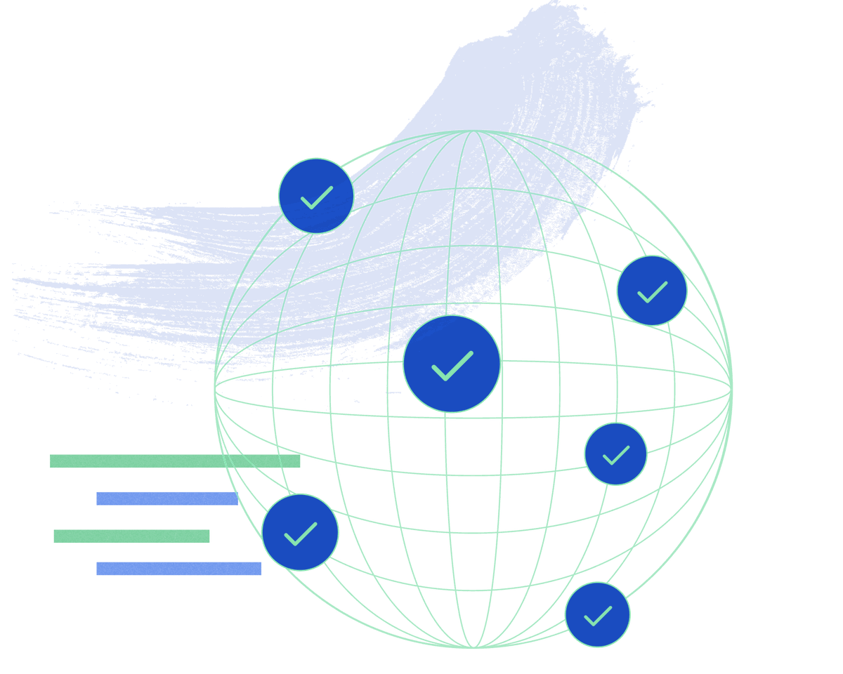 Digital Globe with covered in blue checks
