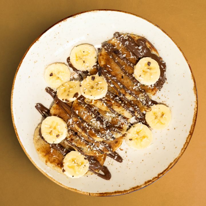 Chocolate Banana Protein Pancakes