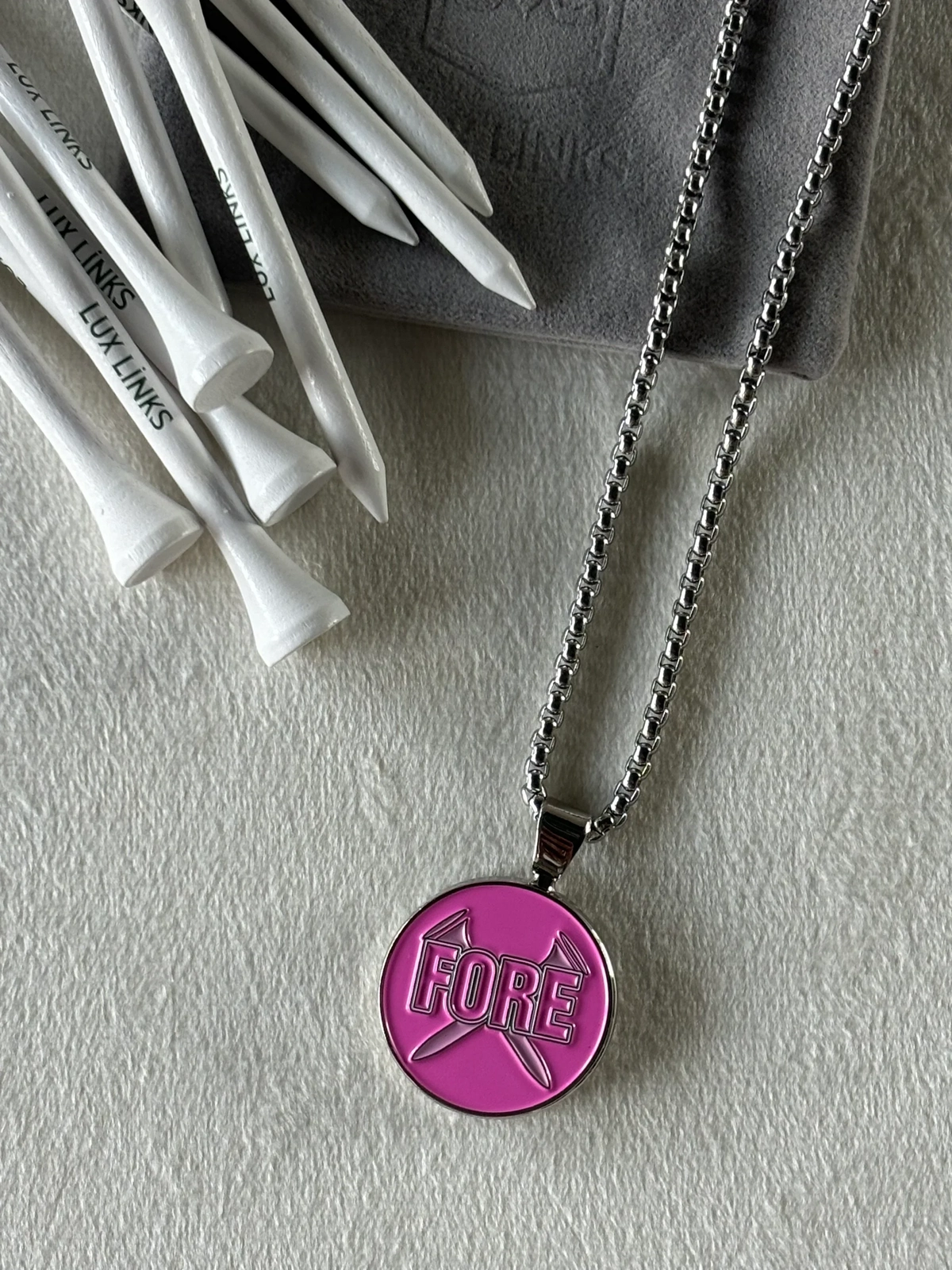 Product photo for Silver Box Chain Ball Marker Necklace