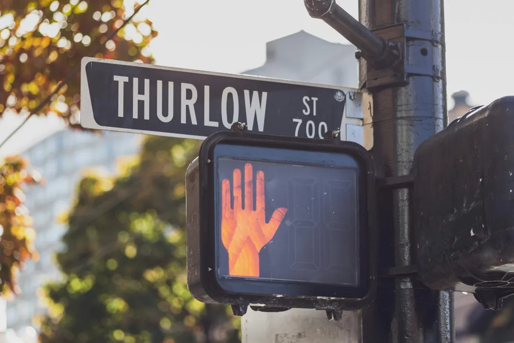 Close up of Don’t Walk street sign