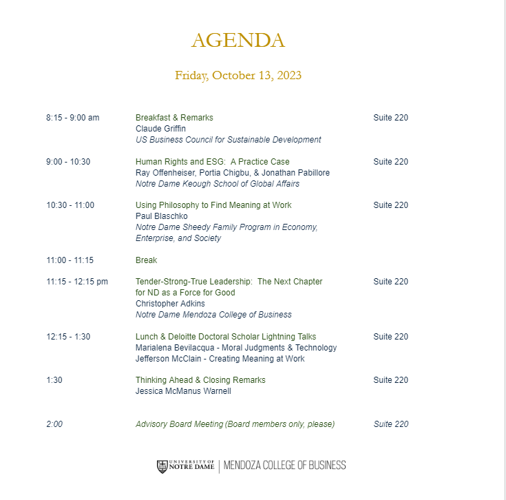 Friday Agenda Fall Forum 2023