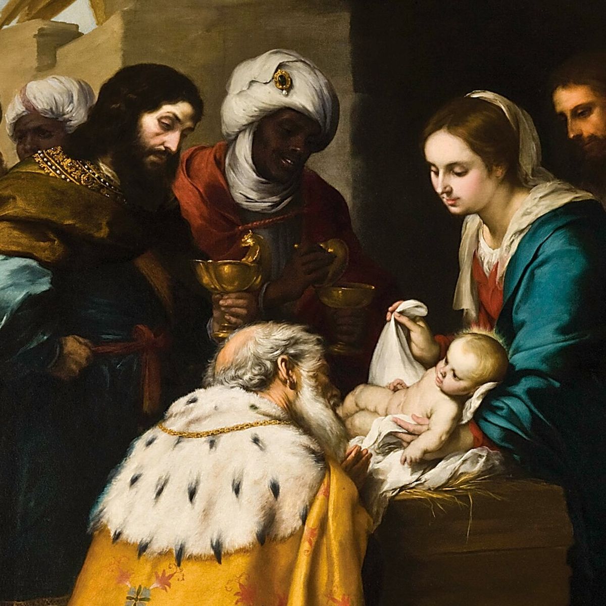 Painting of Jesus being presented to the Magi