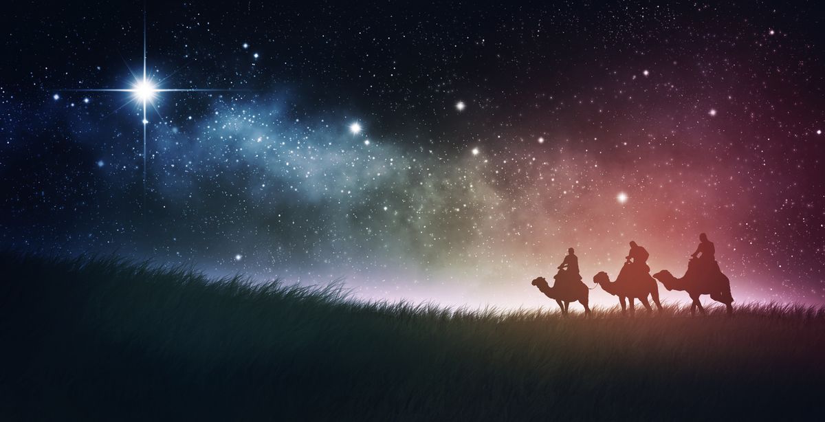 Image of 3 men on camels and a Star representing Epiphany