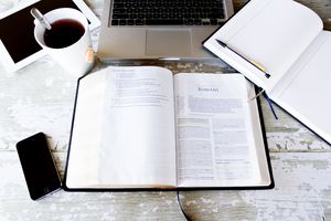 Image of a Bible and a notebook