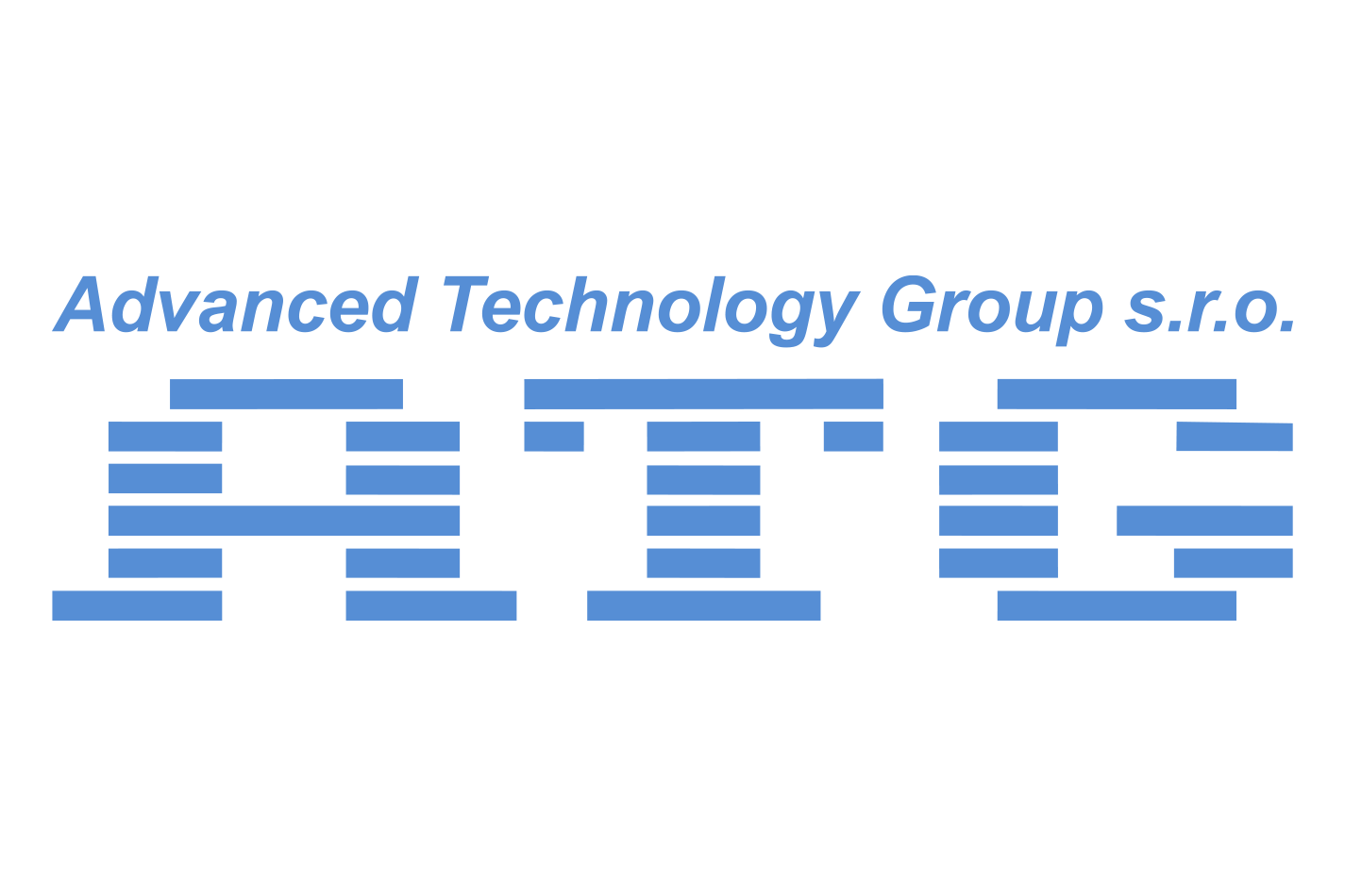 Logo of Advanced Technology Group s.r.o. with blue text "ATG" stylized with horizontal lines.