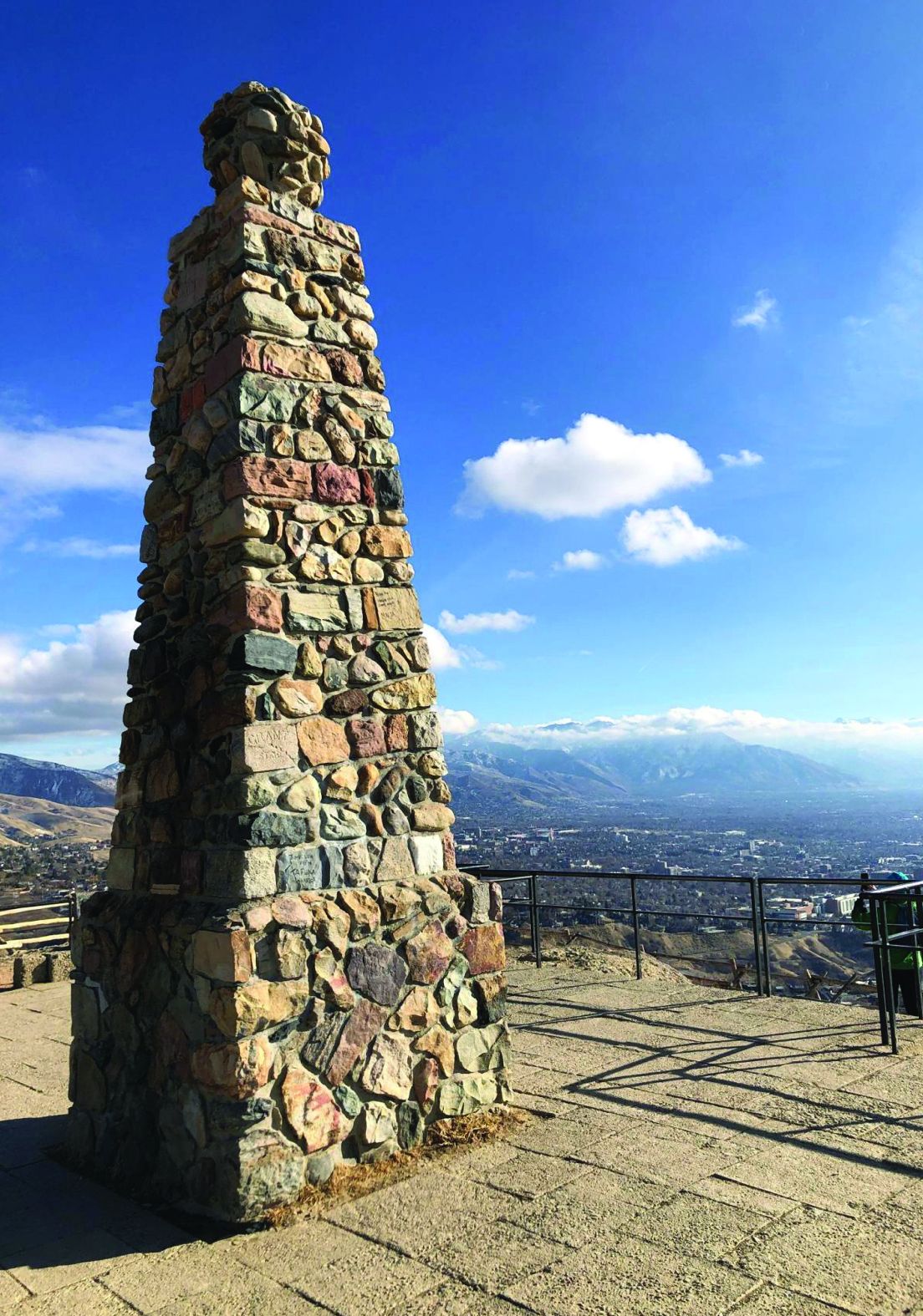 Ensign Peak monument overlooking Salt Lake City with mountain views