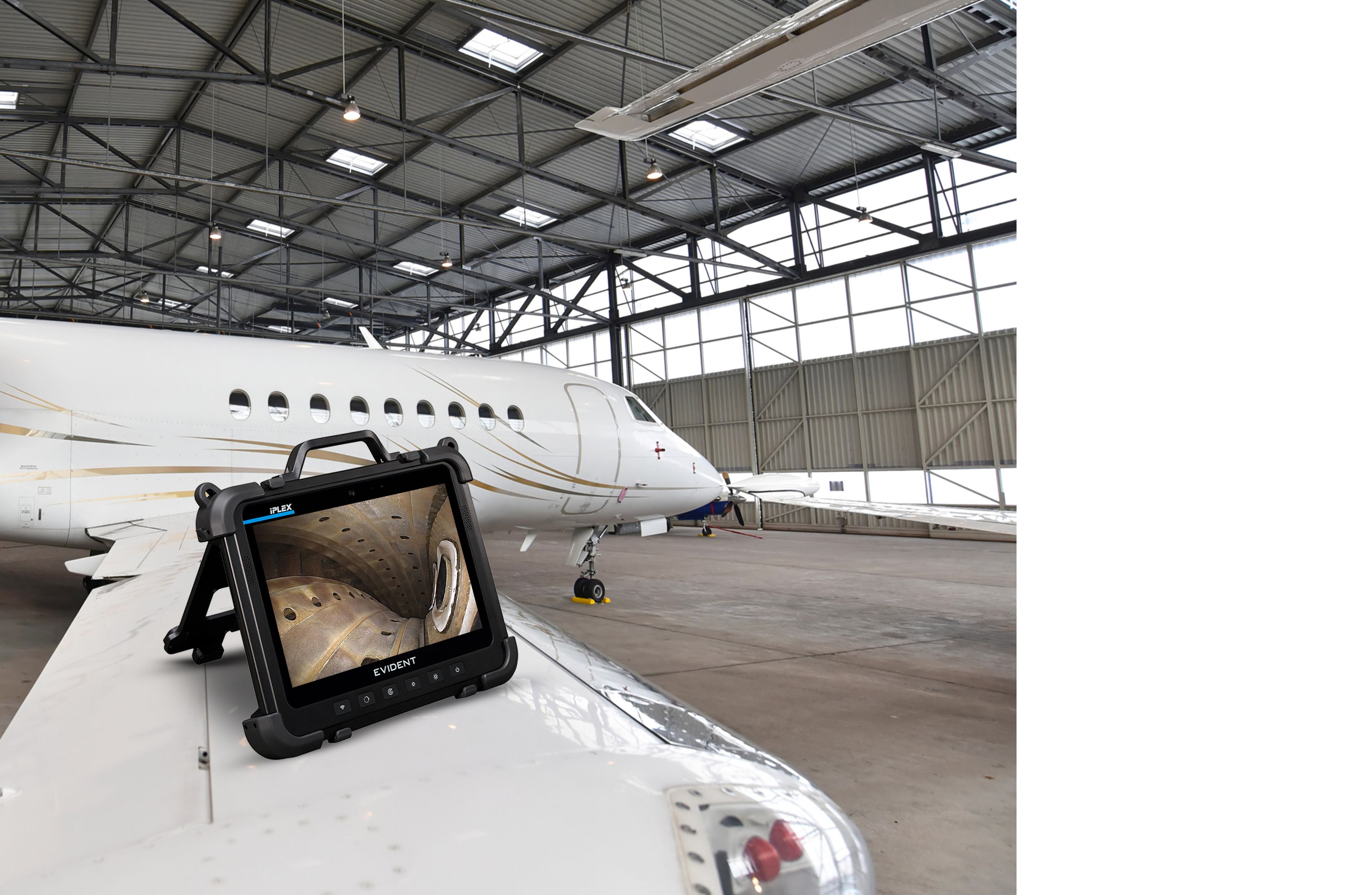 IFLEX on wing of airplane in hanger