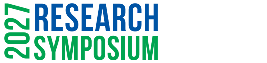 Research Symposium 2027 logo in green and blue letters