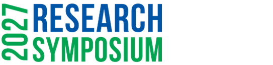 Research Symposium 2027 logo in green and blue letters