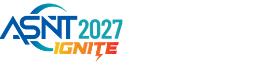 Logo featuring "ASNT 2027 Ignite" with the text in a mix of blue, teal, and orange hues, symbolizing energy and innovation.