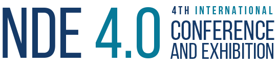Logo for the "NDE 4.0" 4th International Conference and Exhibition, featuring bold blue text on a white background.