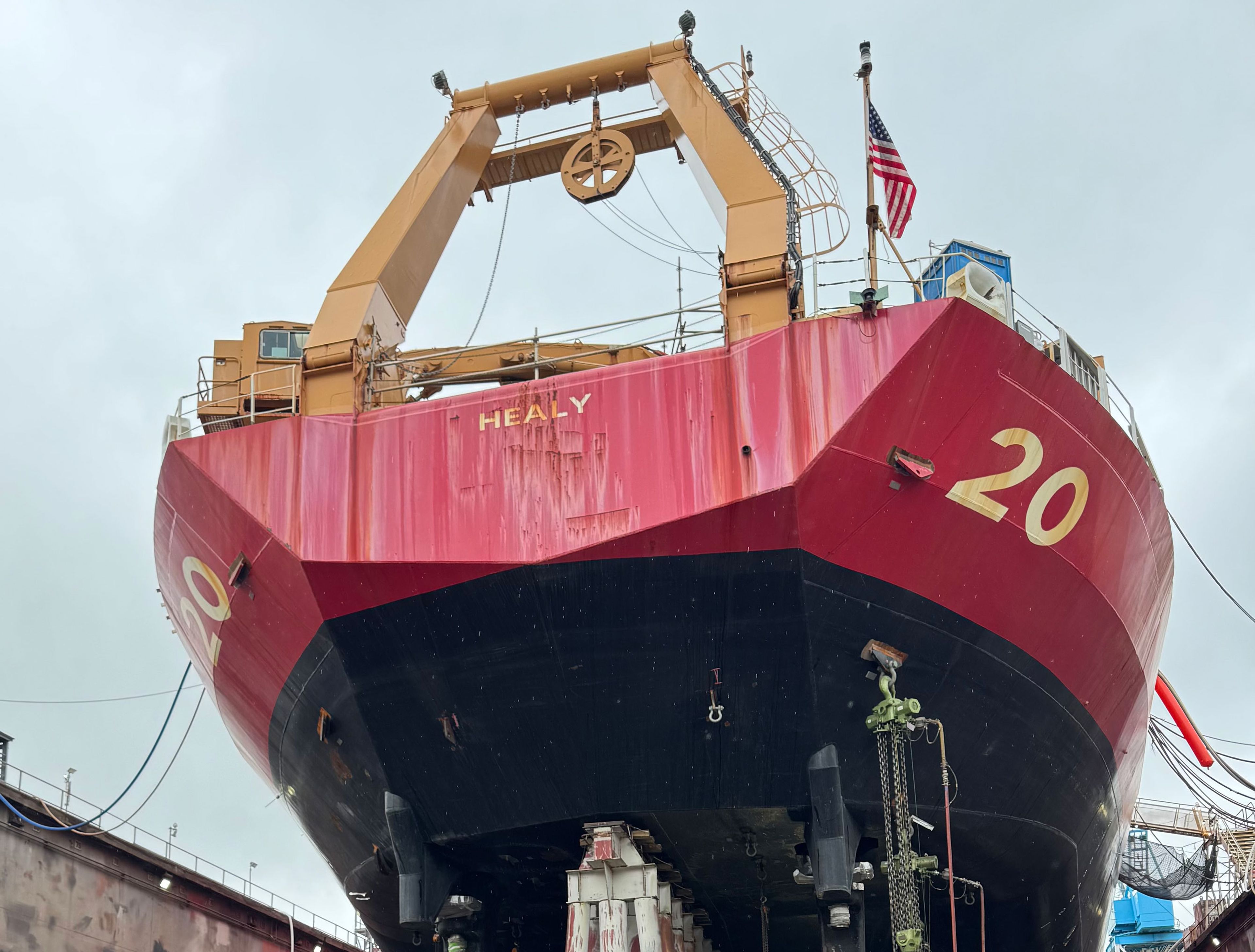 USCGC Healy icebreaker in dry dock, featured in At Work interview with Jess Rago