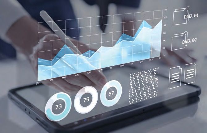 Digital data analytics visualization on a tablet