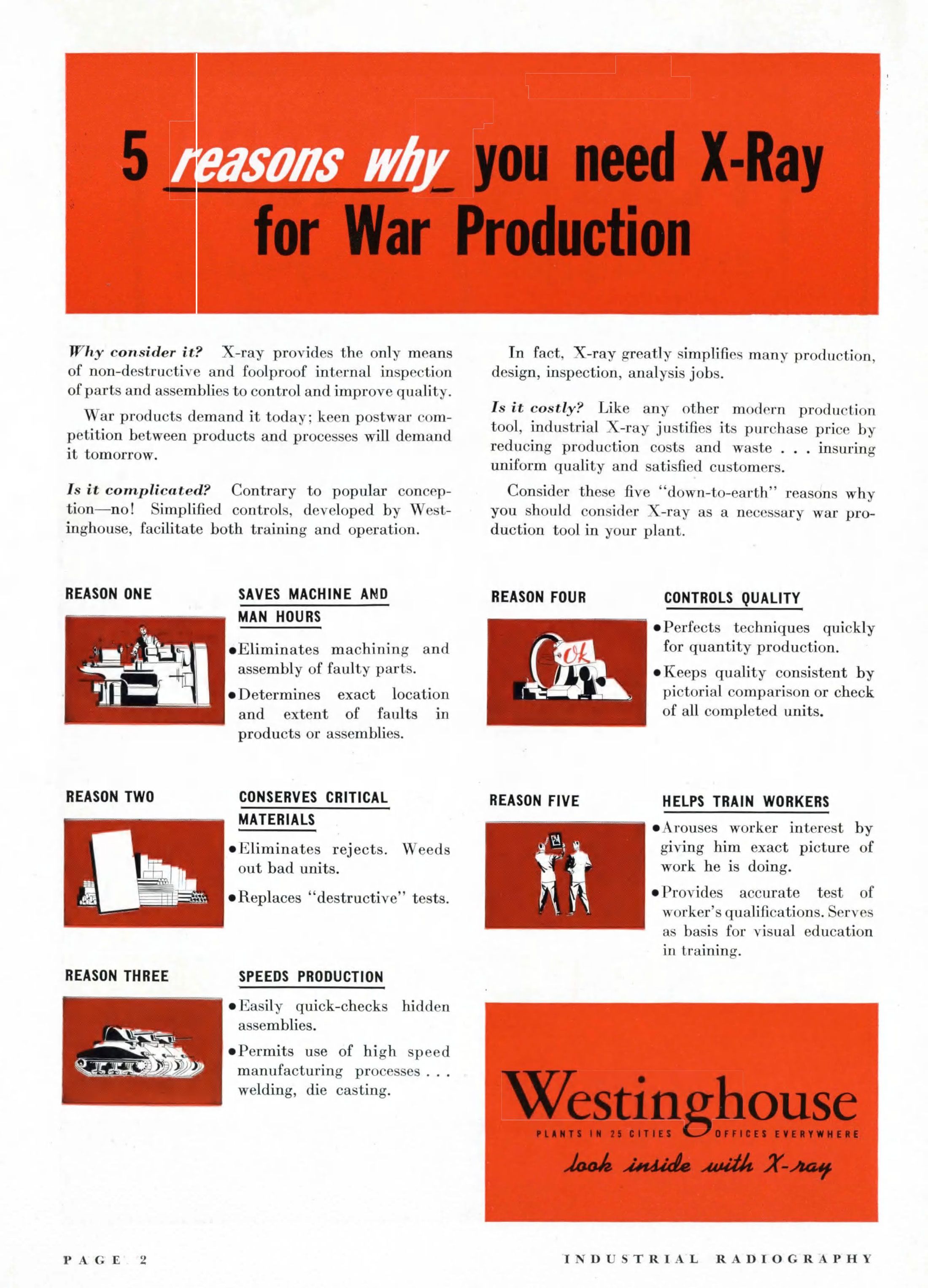 1943 Westinghouse X-ray advertisement for war production
