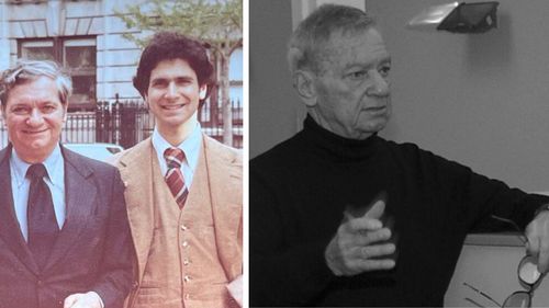 Vintage photo of Gordon and his father; black and white portrait of Gordon's father