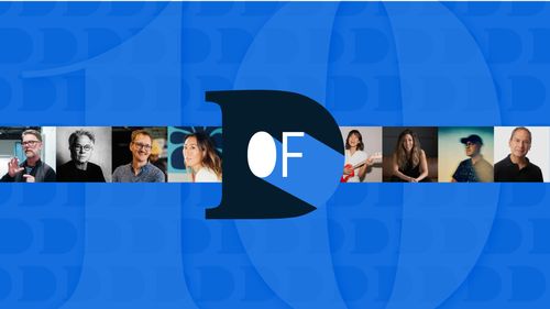 Design Of logo and cover art with a large 10 in the background