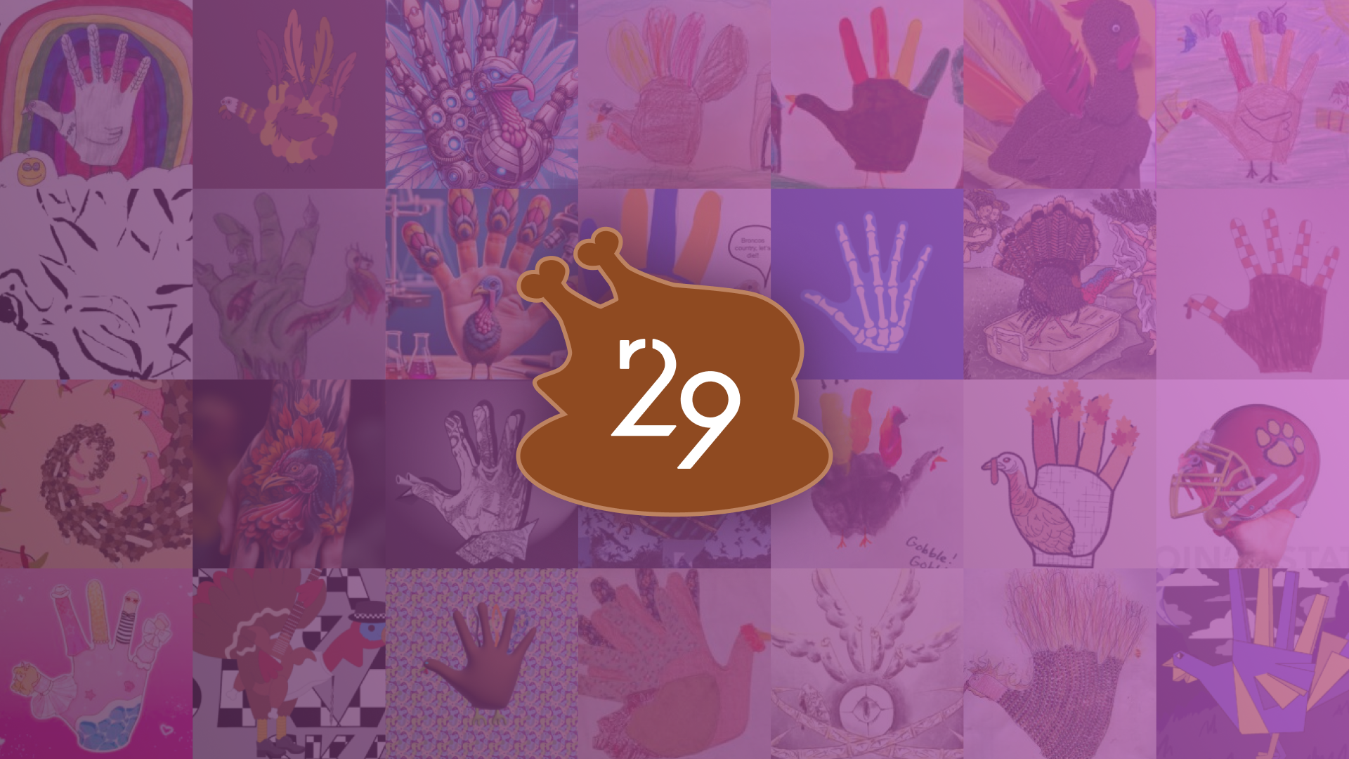 By a Show of Hands logo in front of a collage of hand turkey competition entries