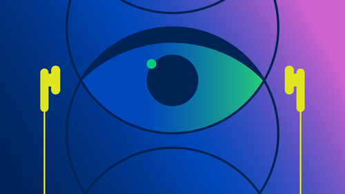 headphones with abstract eye between them