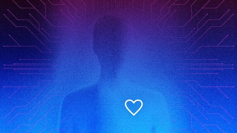 Silhouette of a human with a white heart icon on its chest