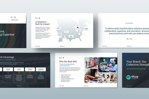 Two rows of slides from the 9Fold PowerPoint sales deck