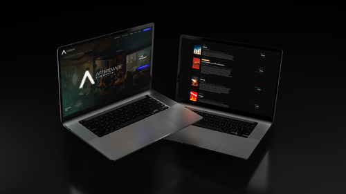 Two laptops on a black background displaying the AfterImage Film Festival website