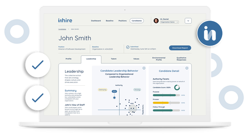 Mockup of InHire candidate analyzation screen on a laptop