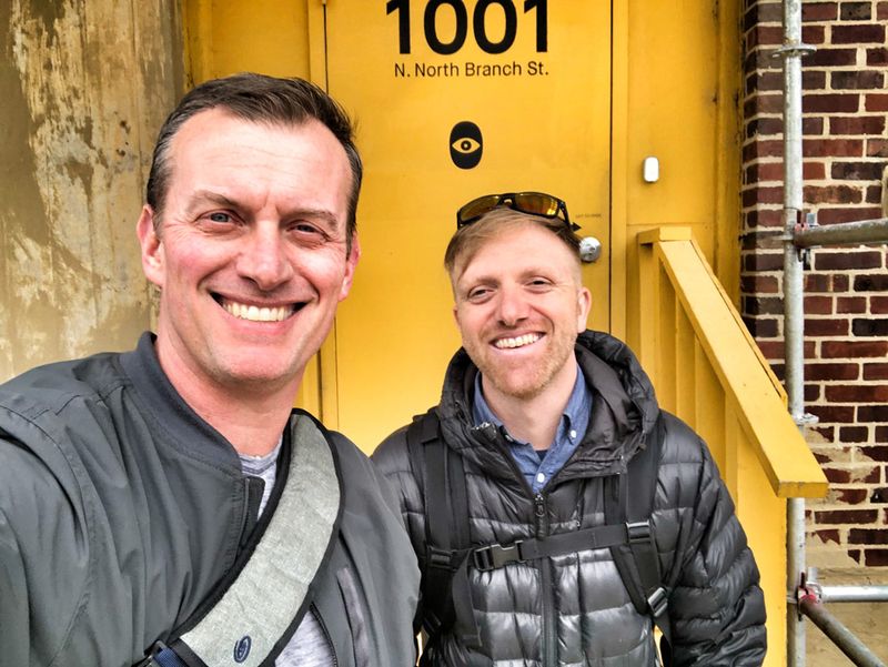 Justin Ahrens and Charles Adler portrait|Lost Arts entry|Lost Arts outdoor mural|Lost Arts interior shot|Lost Arts interio shot of workspace|Charles Adler portrait