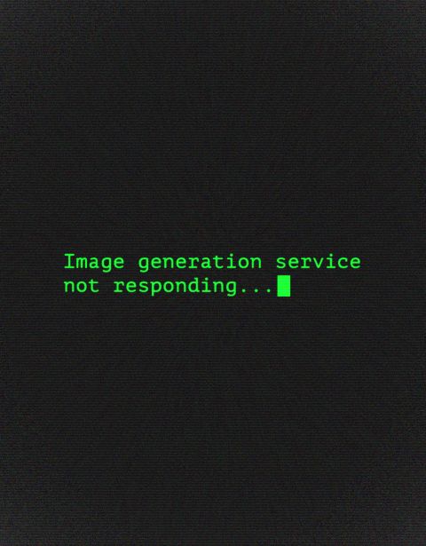 Dark screen with bright green terminal text reading "Image generation service not responding..." and a green block cursor.