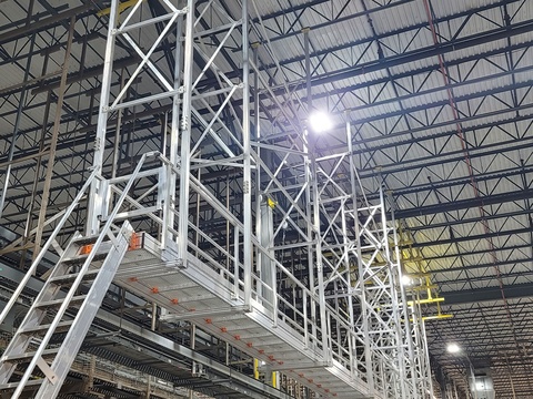 Kattsafe suspended walkway installed at height above plant equipment