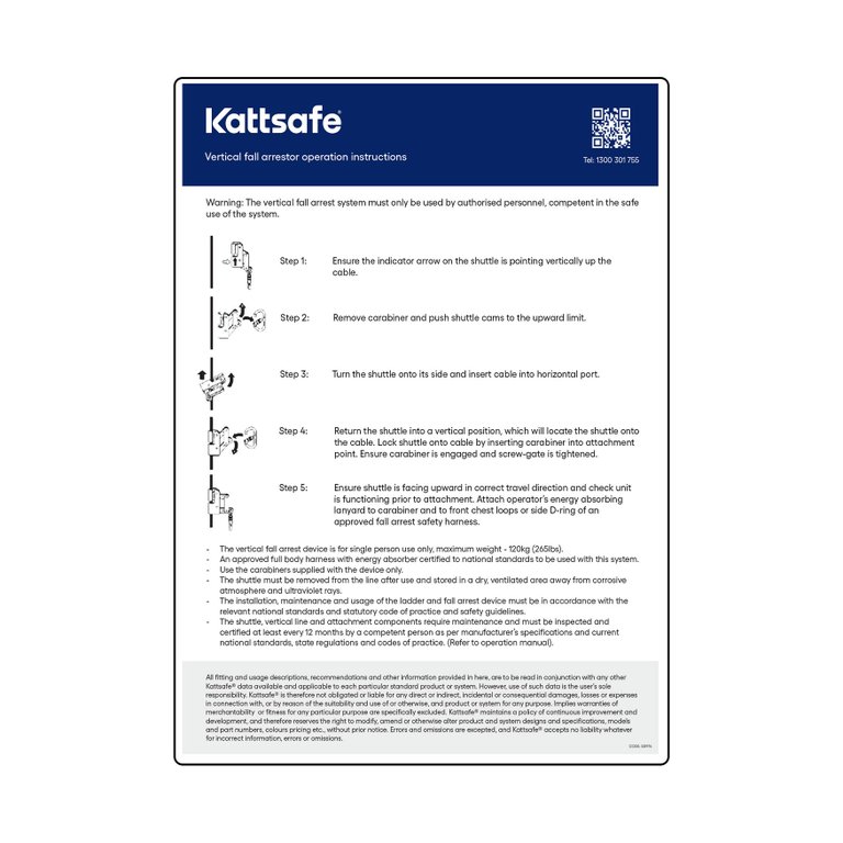 SD974 Signboard - vertical fall arrest system signboard | Kattsafe
