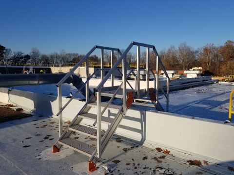 Kattsafe KC103 crossover stairs installed on a rooftop