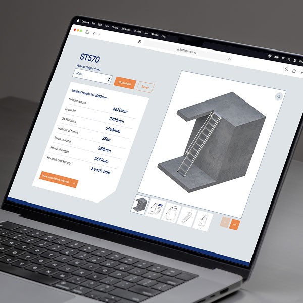 Laptop, alongside specifications like height, width, and angles on a website.