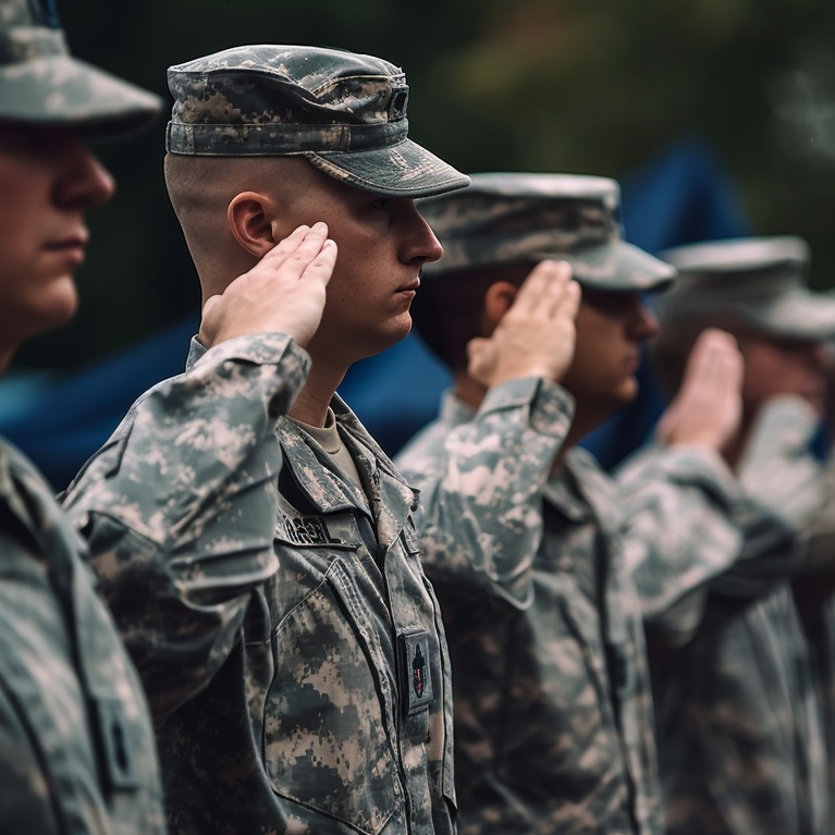American soldiers saluting the flag - thank you to those who served.