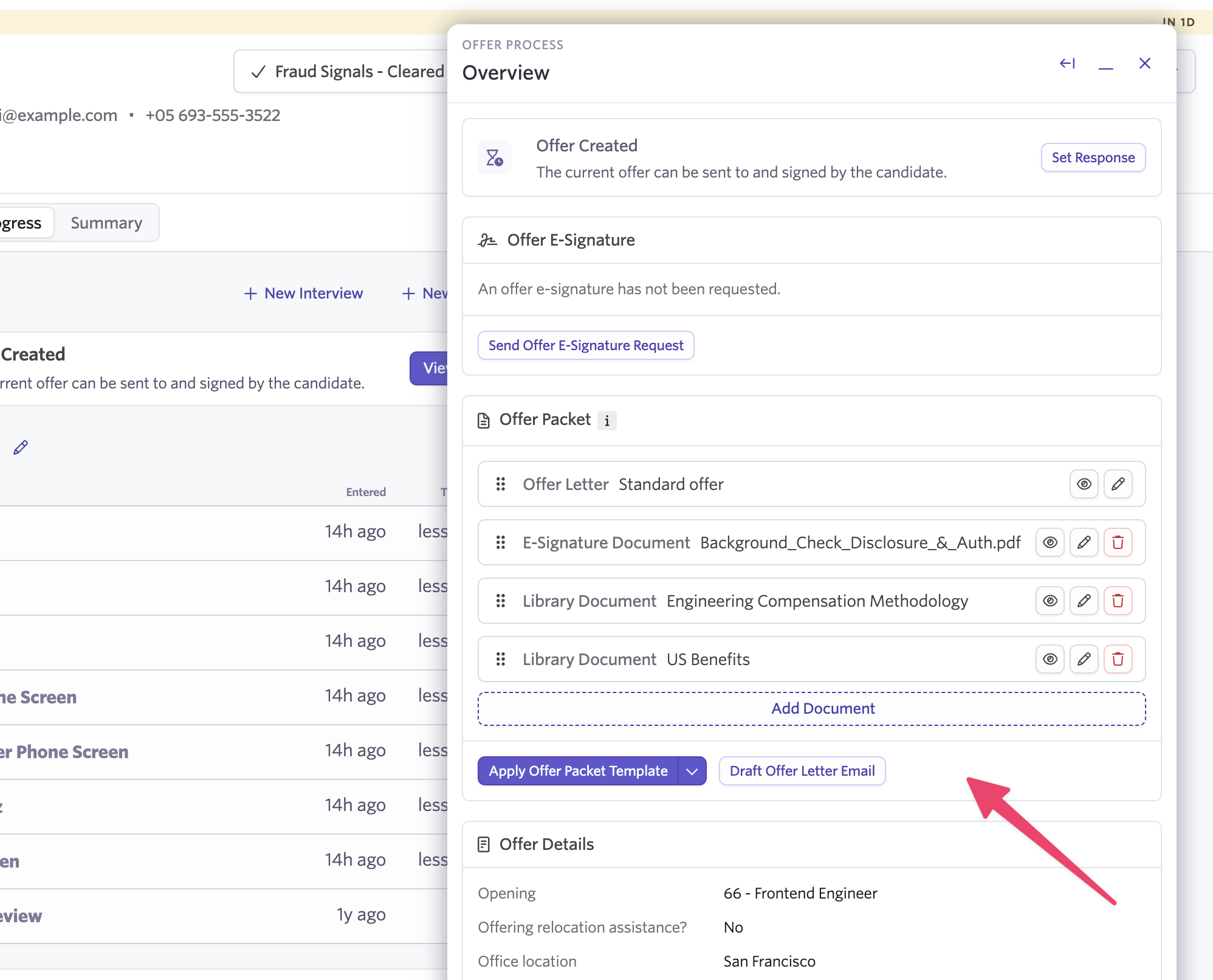 Update offer packet template