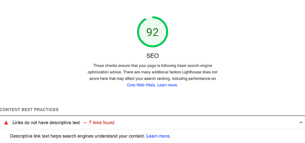 Page Speed Insights Score
