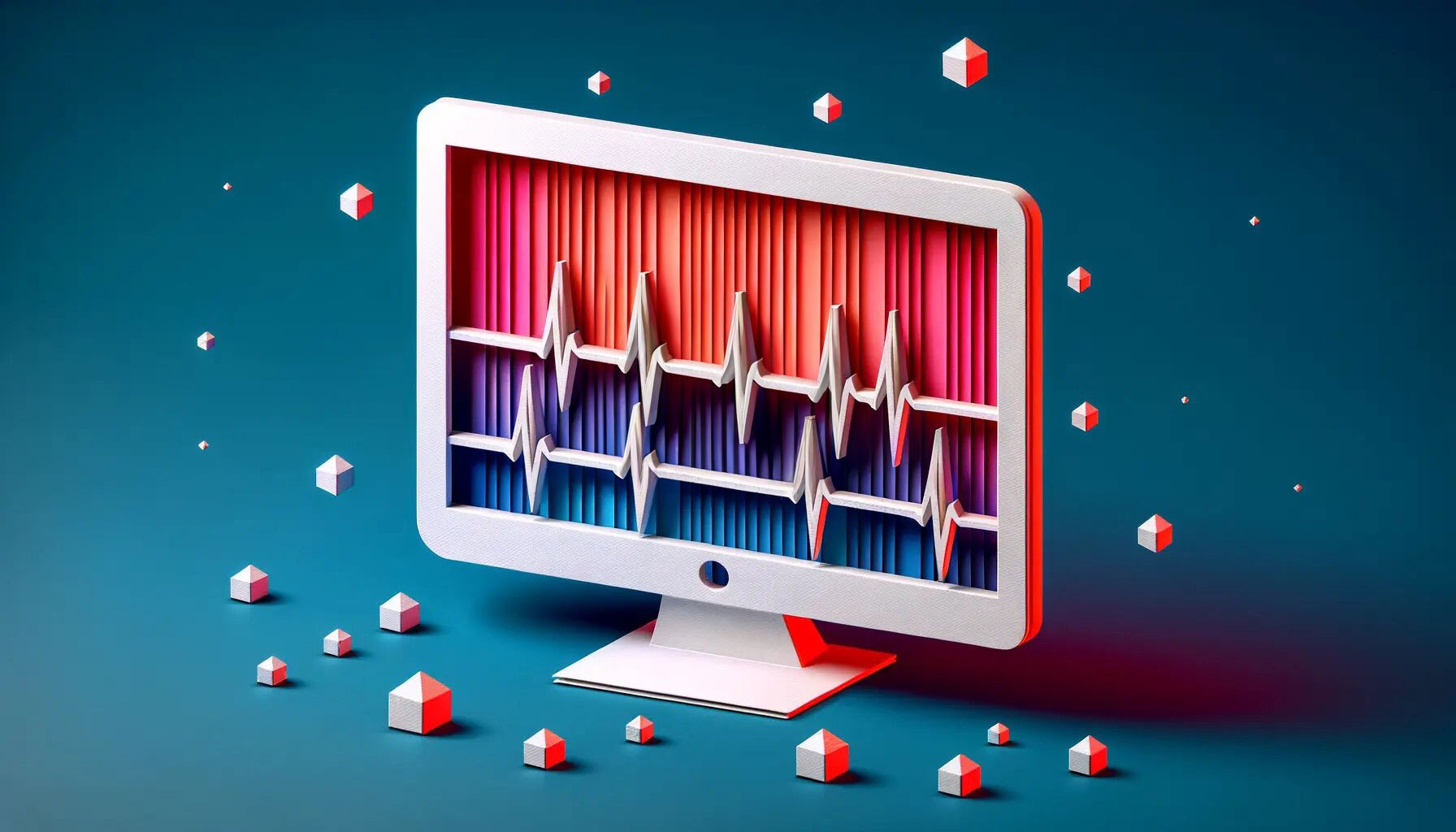 Computer screen showing ECG bands to represent the health of a website's SEO
