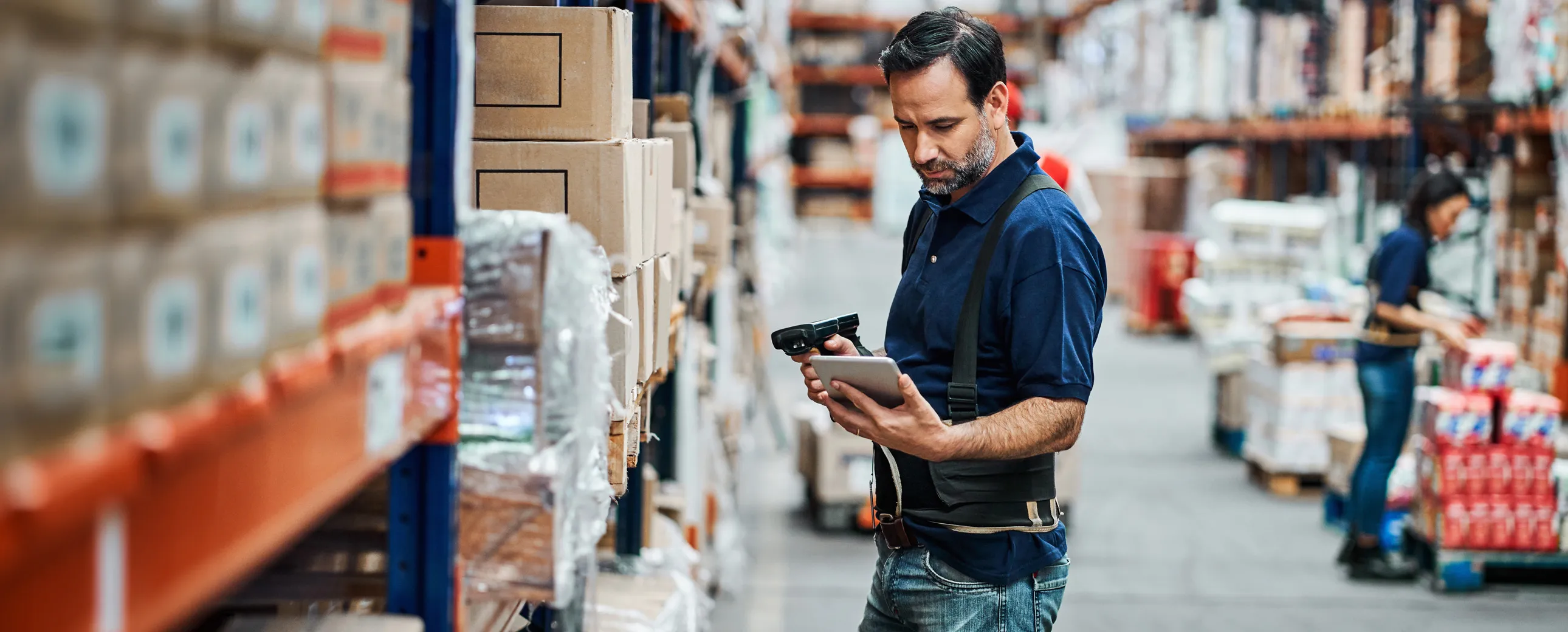 Manufacturing worker using Docket on a tablet