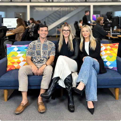 VividFront leadership team sitting on a couch