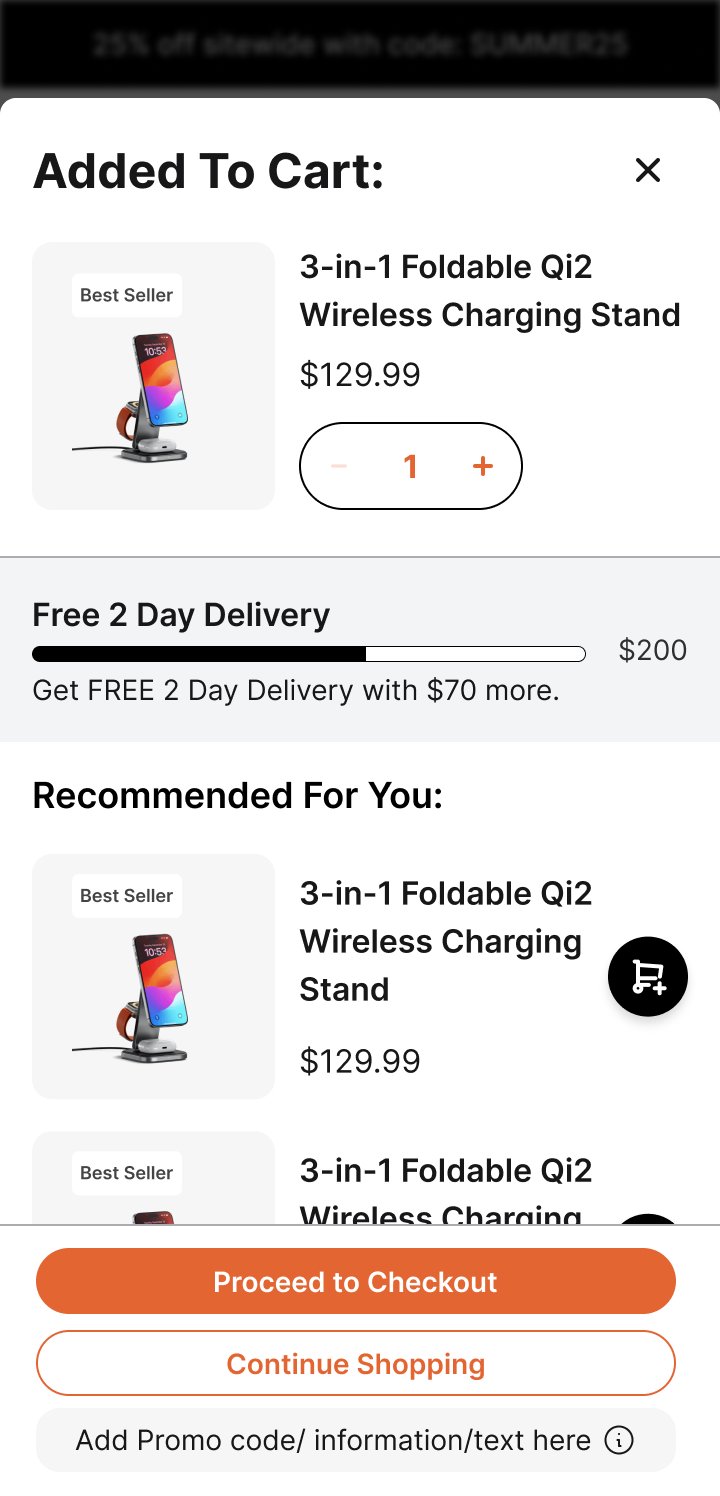 screenshot of mobile checkout experience