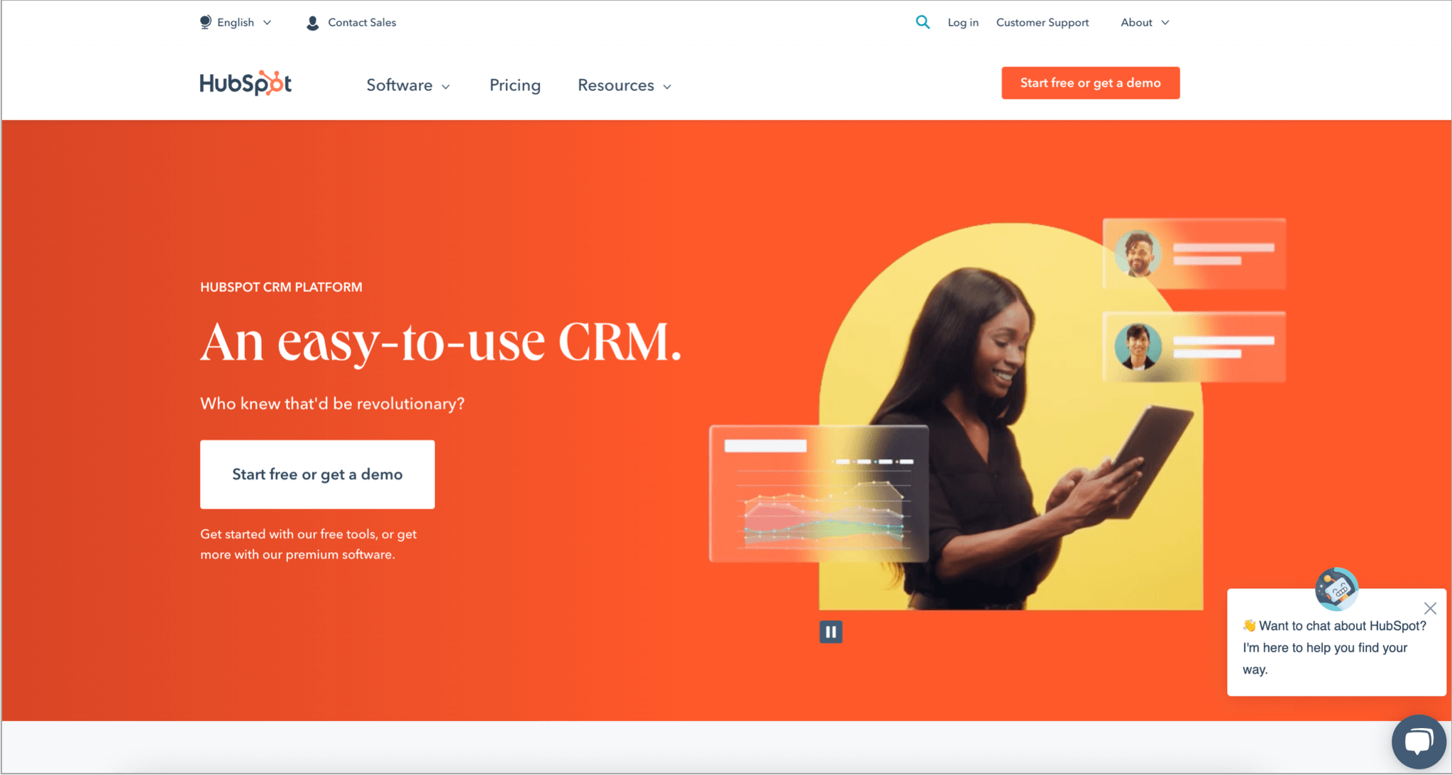 Home page of HubSpot CRM