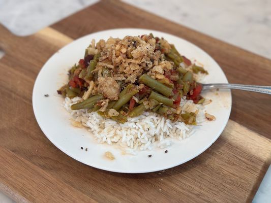 Southern Bacon Green Beans and Rice