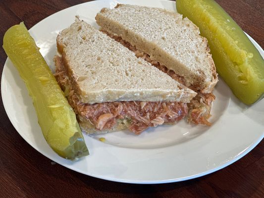 BBQ Chicken Sandwich and Pickle Spears