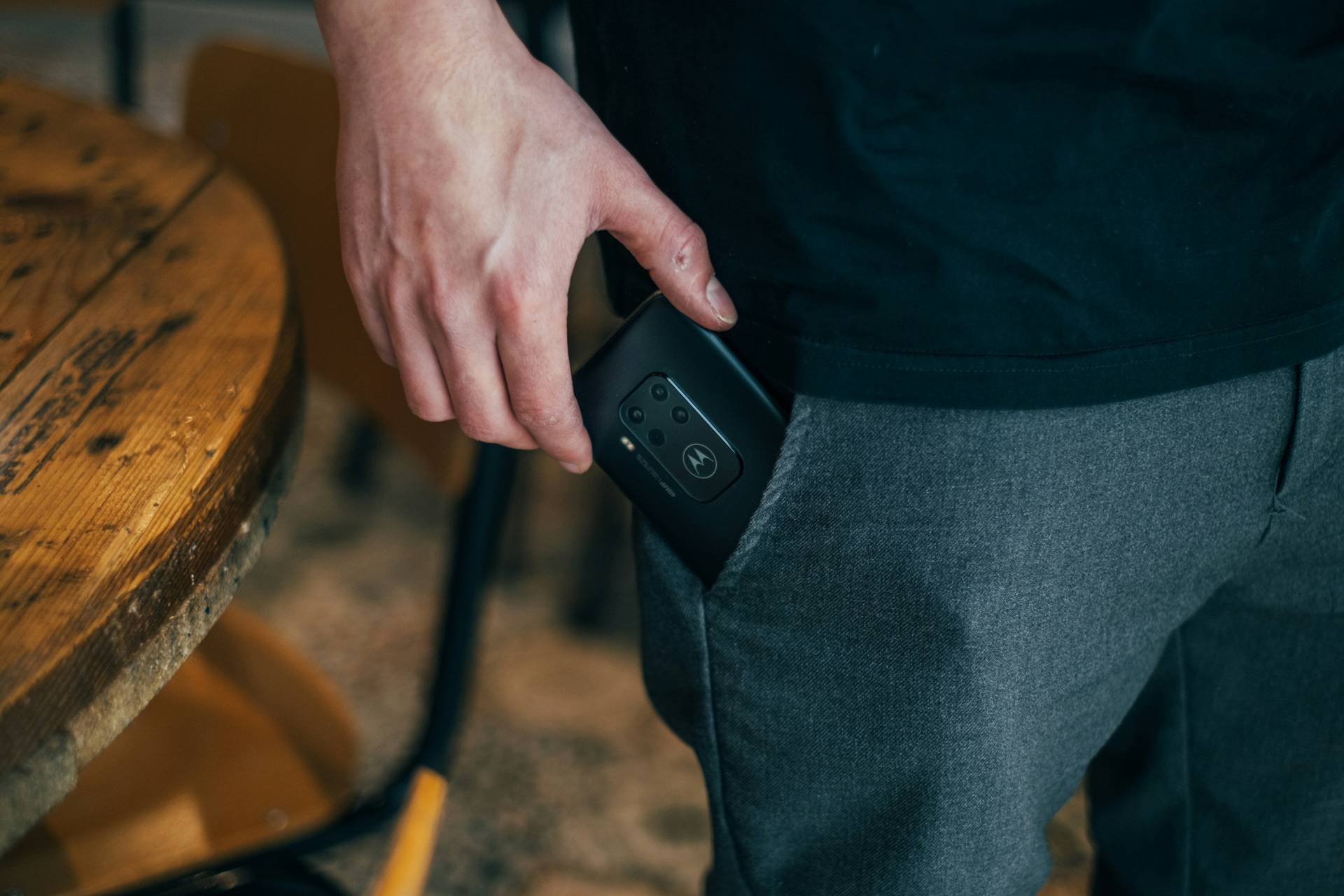 Phone in a customers pocket