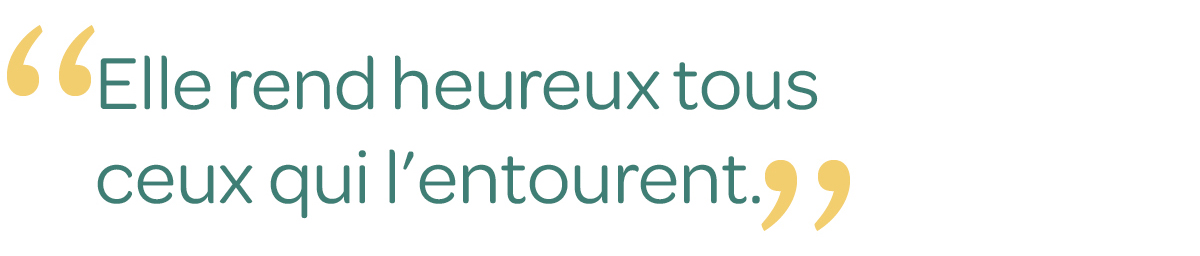 Texte vert sur fond blanc avec des guillemets jaunes : 
