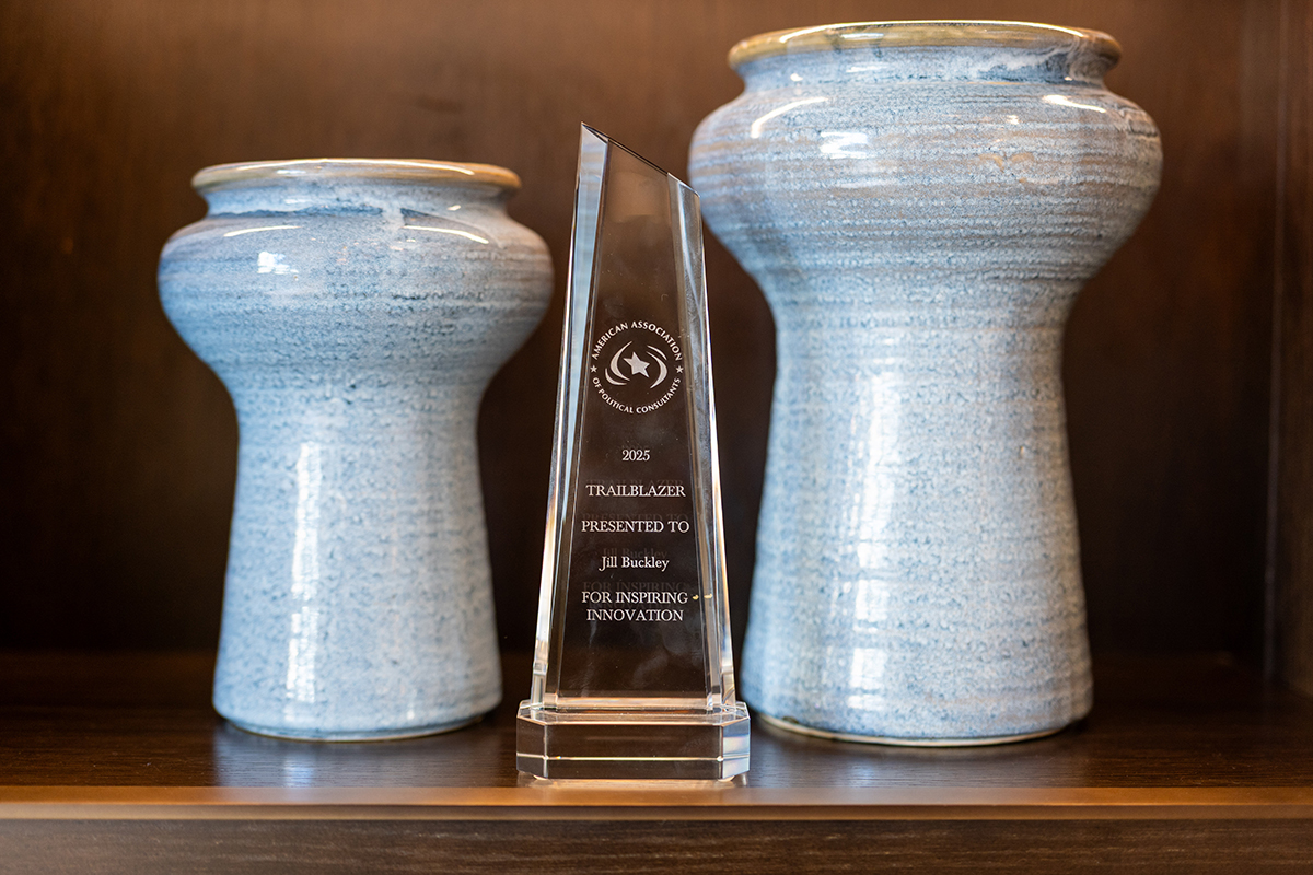 A clear award inscribed with 