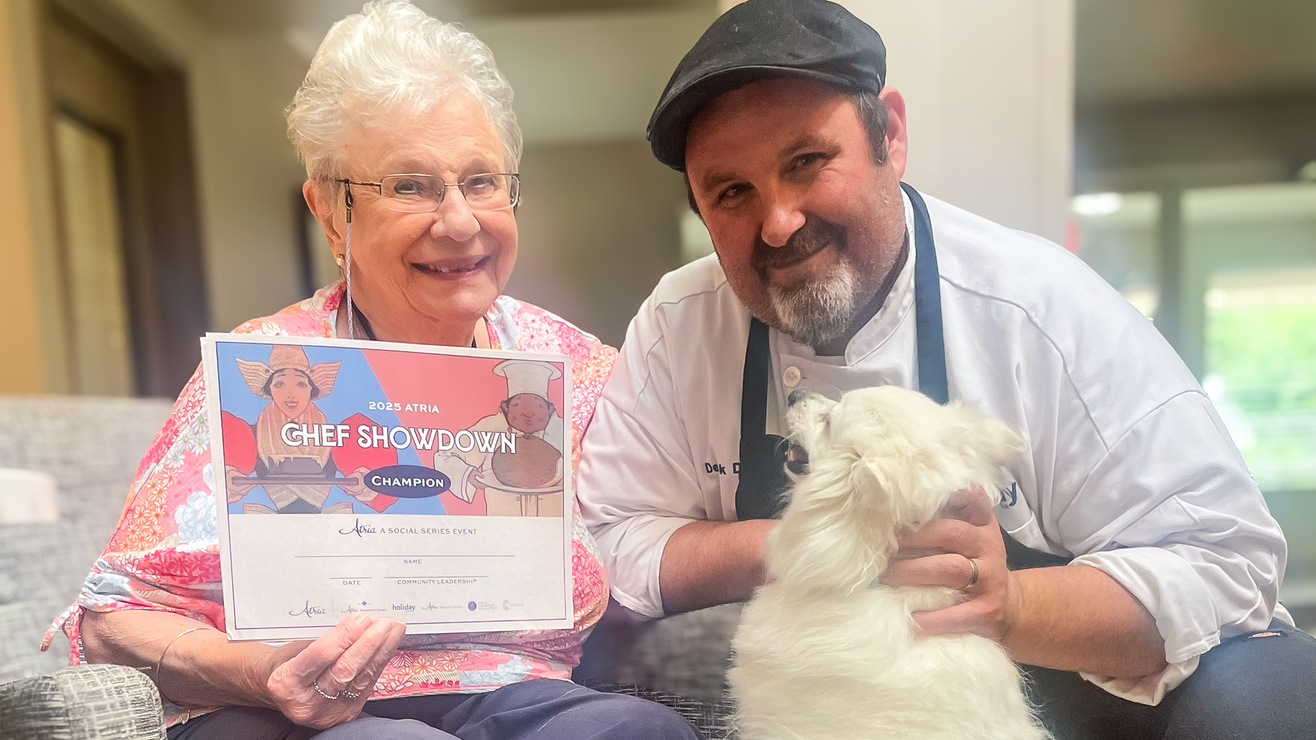 Smiling woman holds a 