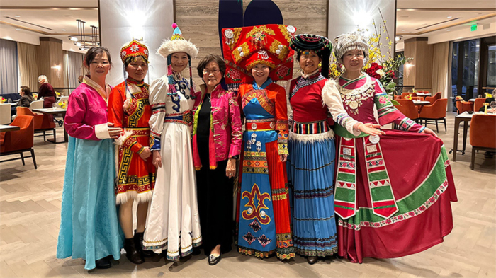 Coterie reisdents and dancers at the Lunar New Year party
