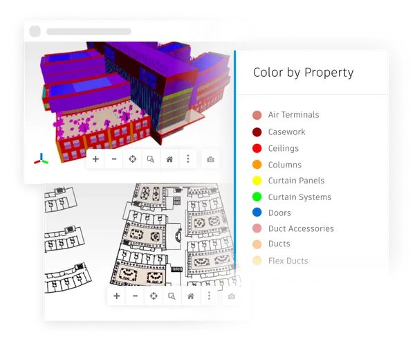 View of the BIM model and conditioned data in the model.