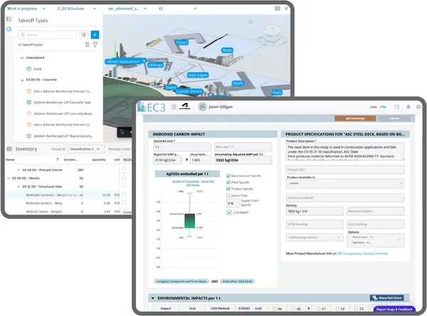 Construction sustainability carbon calculations screenshot